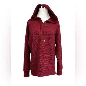Ideology Zip-Side Quilted Hoodie Burgundy Size Medium